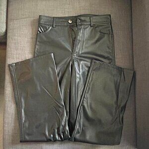 Garage wide leg leather pants